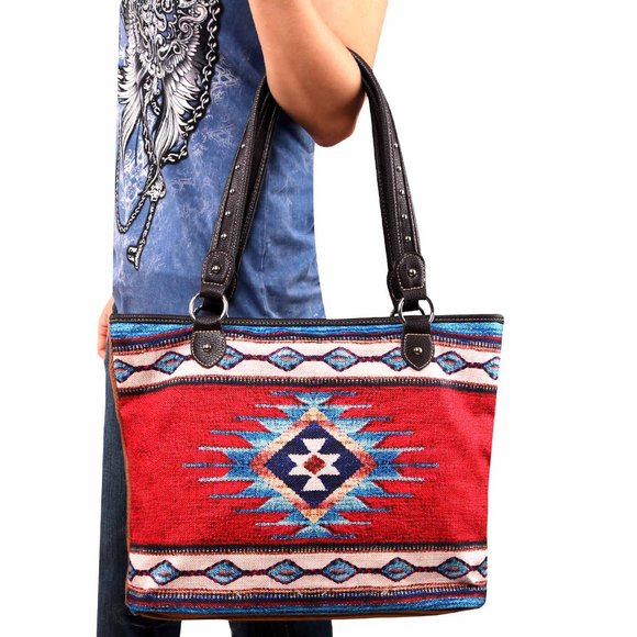 MONTANA WEST Aztec Print Western Tote Bag Purse - Picture 5 of 6